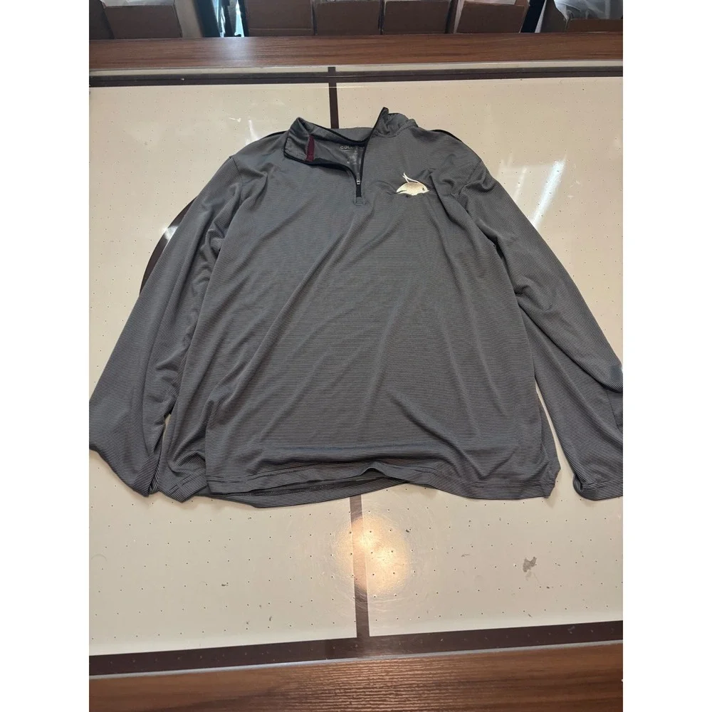 808 Colosseum Mens Texas State Bobcats Quarter Zip Pullover Grey Stripe Large